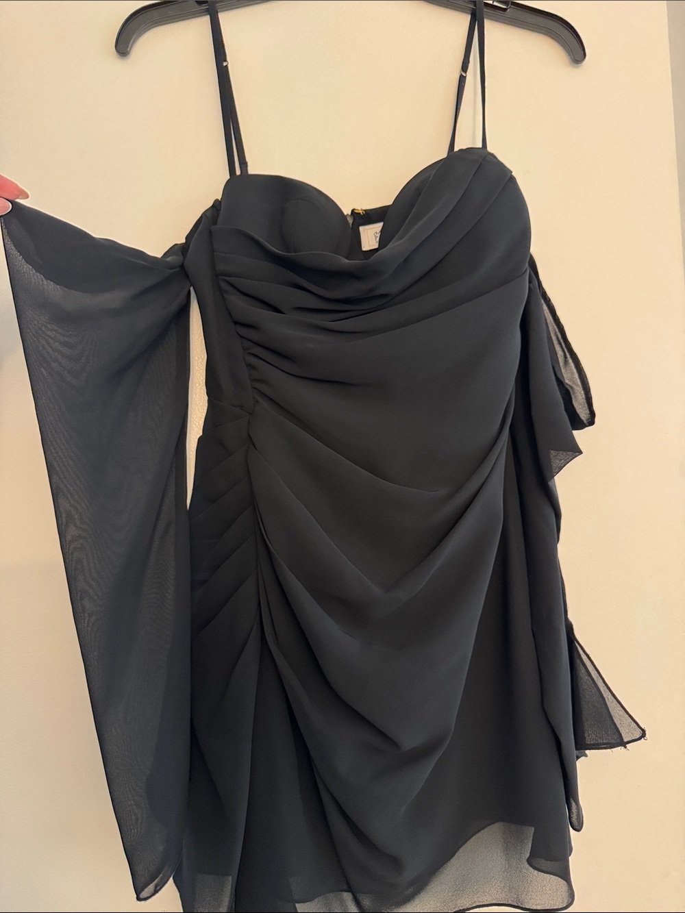 Oh Polly Black Draped Mini Dress